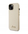 Guess Glitter Glossy Script case for iPhone 15 - gold