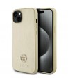 Guess Leather 4G Metal Logo Strass case for iPhone 15 - gold