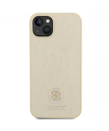 Guess Leather 4G Metal Logo Strass case for iPhone 15 - gold