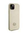 Guess Leather 4G Metal Logo Strass case for iPhone 15 - gold