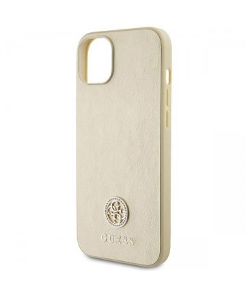 Guess Leather 4G Metal Logo Strass case for iPhone 15 - gold