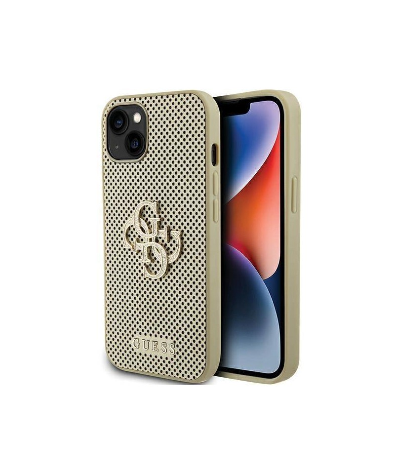 Guess Perforated 4G Glitter case for iPhone 15 - gold