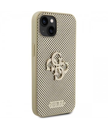 Guess Perforated 4G Glitter case for iPhone 15 - gold