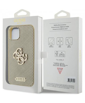 Guess Perforated 4G Glitter case for iPhone 15 - gold