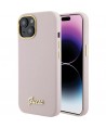 Guess Silicone Script Metal Logo & Frame case for iPhone 15 - pink