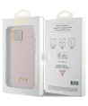 Guess Silicone Script Metal Logo & Frame case for iPhone 15 - pink