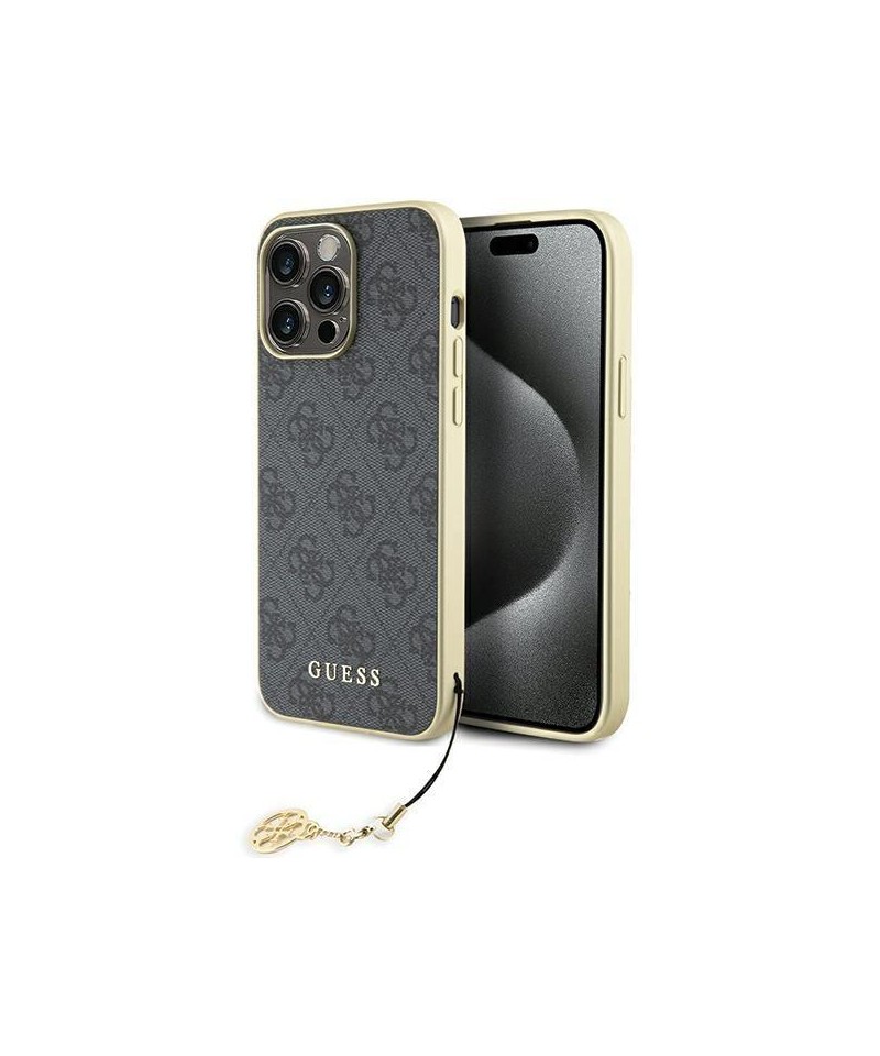 Guess 4G Charms Collection case for iPhone 15 Pro Max - gray