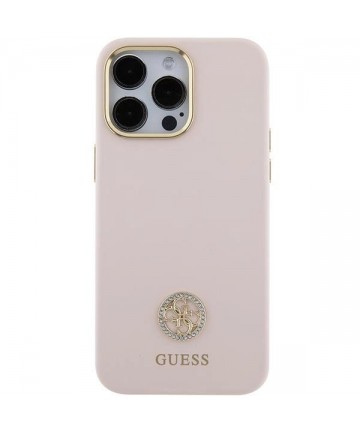 Guess Silicone Logo Strass 4G Case for iPhone 15 Pro Max - Pink