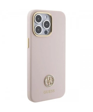 Guess Silicone Logo Strass 4G Case for iPhone 15 Pro Max - Pink