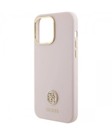 Guess Silicone Logo Strass 4G Case for iPhone 15 Pro Max - Pink