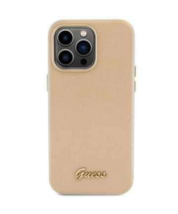 Guess Glitter Glossy Script case for iPhone 15 Pro Max - gold