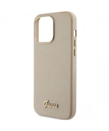Guess Glitter Glossy Script case for iPhone 15 Pro Max - gold