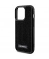Karl Lagerfeld Rhinestone Logo Metal Plate case for iPhone 15 Pro - black