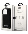 Karl Lagerfeld Rhinestone Logo Metal Plate case for iPhone 15 Pro - black