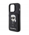 Karl Lagerfeld Saffiano Cardslots and Stand Monogram Ikonik Patch case for iPhone 15 Pro - black