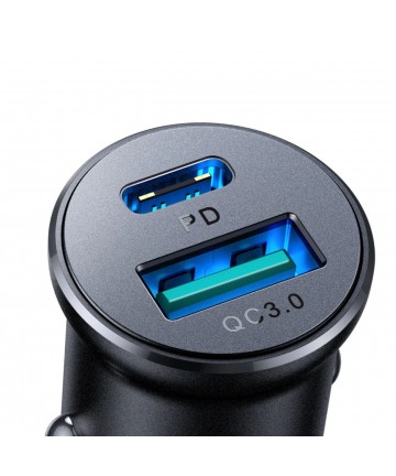 Joyroom JR-CCN05 30W USB-A USB-C Mini Car Charger - Black