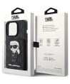 Karl Lagerfeld Saffiano Cardslots and Stand Monogram Ikonik Patch case for iPhone 15 Pro - black