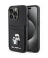 Karl Lagerfeld Saffiano Cardslot Karl&Choupette Metal Pin case for iPhone 15 Pro - black