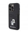 Karl Lagerfeld Saffiano Cardslot Karl&Choupette Metal Pin case for iPhone 15 Pro - black
