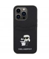 Karl Lagerfeld Saffiano Cardslot Karl&Choupette Metal Pin case for iPhone 15 Pro - black