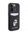 Karl Lagerfeld Saffiano Cardslot Karl&Choupette Metal Pin case for iPhone 15 Pro - black