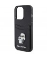 Karl Lagerfeld Saffiano Cardslot Karl&Choupette Metal Pin case for iPhone 15 Pro - black