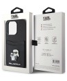 Karl Lagerfeld Saffiano Cardslot Karl&Choupette Metal Pin case for iPhone 15 Pro - black