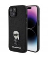 Karl Lagerfeld Fixed Glitter Ikonik Logo Metal Pin case for iPhone 15 - black