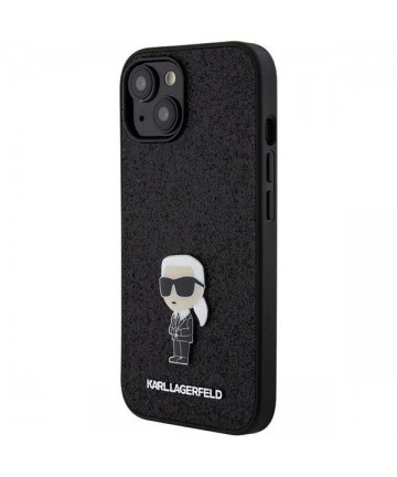 Karl Lagerfeld Fixed Glitter Ikonik Logo Metal Pin case for iPhone 15 - black