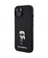 Karl Lagerfeld Fixed Glitter Ikonik Logo Metal Pin case for iPhone 15 - black