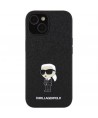 Karl Lagerfeld Fixed Glitter Ikonik Logo Metal Pin case for iPhone 15 - black