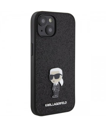 Karl Lagerfeld Fixed Glitter Ikonik Logo Metal Pin case for iPhone 15 - black