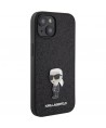 Karl Lagerfeld Fixed Glitter Ikonik Logo Metal Pin case for iPhone 15 - black