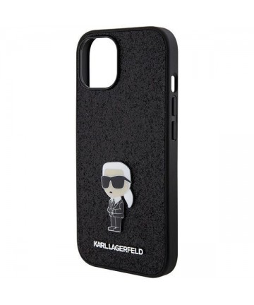 Karl Lagerfeld Fixed Glitter Ikonik Logo Metal Pin case for iPhone 15 - black