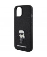 Karl Lagerfeld Fixed Glitter Ikonik Logo Metal Pin case for iPhone 15 - black