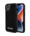 Karl Lagerfeld Rhinestone Logo Metal Plate case for iPhone 15 - black