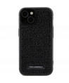 Karl Lagerfeld Rhinestone Logo Metal Plate case for iPhone 15 - black