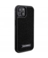 Karl Lagerfeld Rhinestone Logo Metal Plate case for iPhone 15 - black