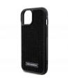 Karl Lagerfeld Rhinestone Logo Metal Plate case for iPhone 15 - black