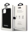 Karl Lagerfeld Rhinestone Logo Metal Plate case for iPhone 15 - black