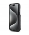 Karl Lagerfeld Saffiano Cardslots and Stand Monogram Ikonik Patch case for iPhone 15 - black