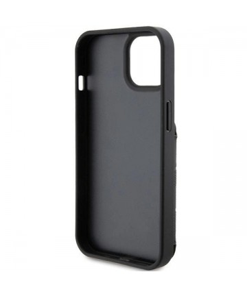 Karl Lagerfeld Saffiano Cardslots and Stand Monogram Ikonik Patch case for iPhone 15 - black