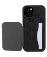 Karl Lagerfeld Saffiano Cardslots and Stand Monogram Ikonik Patch case for iPhone 15 - black