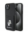 Karl Lagerfeld Saffiano Cardslot Karl&Choupette Metal Pin case for iPhone 15 - black