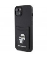 Karl Lagerfeld Saffiano Cardslot Karl&Choupette Metal Pin case for iPhone 15 - black