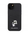 Karl Lagerfeld Saffiano Cardslot Karl&Choupette Metal Pin case for iPhone 15 - black