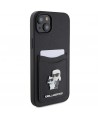 Karl Lagerfeld Saffiano Cardslot Karl&Choupette Metal Pin case for iPhone 15 - black
