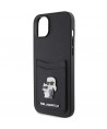 Karl Lagerfeld Saffiano Cardslot Karl&Choupette Metal Pin case for iPhone 15 - black