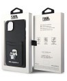 Karl Lagerfeld Saffiano Cardslot Karl&Choupette Metal Pin case for iPhone 15 - black
