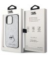 Karl Lagerfeld Fixed Glitter Choupette Logo Metal Pin Case for iPhone 15 Pro Max - Silver